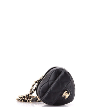 Chanel CC in Love Heart Chain Necklace Zip Coin Purse Quilted Lambskin