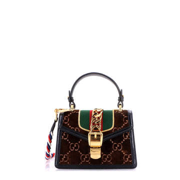 Gucci Sylvie Top Handle Bag GG Velvet Mini
