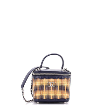 Chanel Take Away Vanity Case Rattan and Calfskin Small