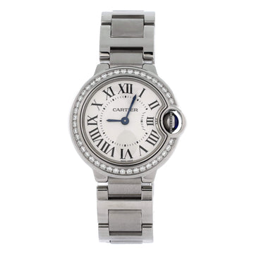 Cartier Ballon Bleu de Cartier Quartz Watch Stainless Steel with Diamond Bezel 28