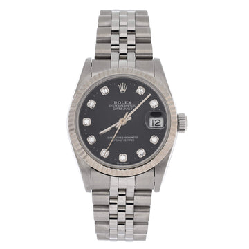 Rolex Oyster Perpetual Datejust Automatic Watch Stainless Steel and White Gold with Diamond Markers 31