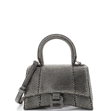 Balenciaga Hourglass Top Handle Bag Suede with Crystals XS