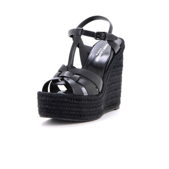 Saint Laurent Women's Tribute Wedge Espadrille Sandals Leather