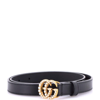 Gucci Pearly GG Marmont Belt Leather Thin
