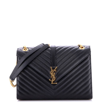 Saint Laurent Classic Monogram Envelope Satchel Matelasse Chevron Leather Large