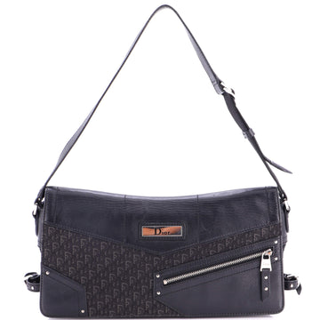Christian Dior Vintage Street Chic Shoulder Handbag Diorissimo Canvas with Leather Medium