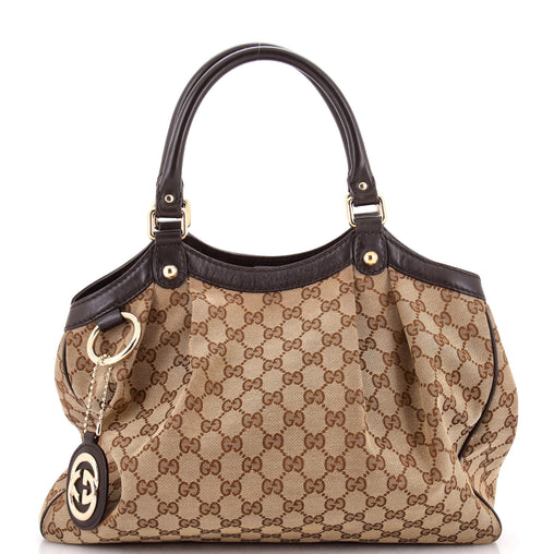 Gucci Sukey Tote GG Canvas with Leather Medium Brown 4379371