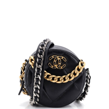 Chanel 19 Round Clutch with Chain Quilted Leather