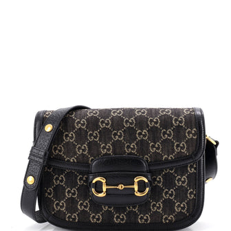 Gucci Horsebit 1955 Shoulder Bag GG Denim Small