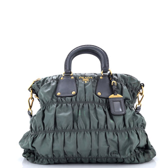 Prada Gaufre Convertible Tote Leather and Tessuto Large
