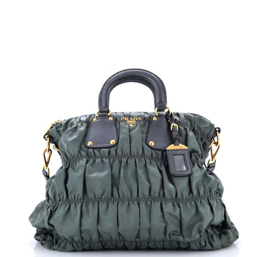 Prada Gaufre Convertible Tote Leather and Tessuto Large