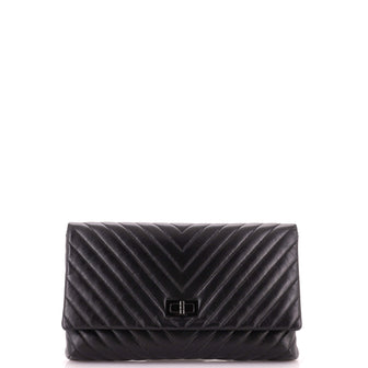 Chanel So Black Reissue 2.55 Flap Clutch Chevron Aged Calfskin