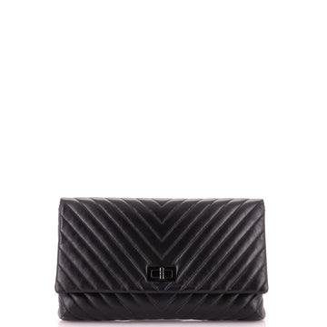 Chanel So Black Reissue 2.55 Flap Clutch Chevron Aged Calfskin