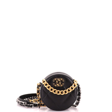 Chanel 19 Round Clutch with Chain Quilted Leather