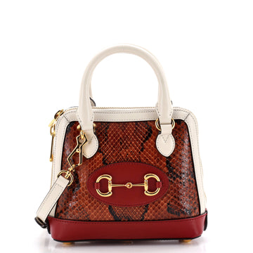 Gucci Horsebit 1955 Top Handle Bag Python and Leather Mini