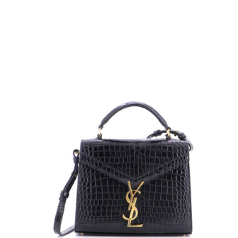 Saint Laurent Cassandra Top Handle Bag Crocodile Embossed Leather Mini