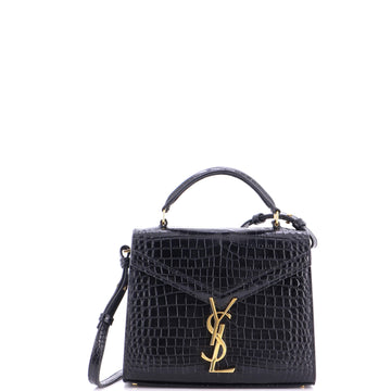 Saint Laurent Cassandra Top Handle Bag Crocodile Embossed Leather Mini