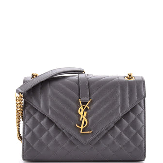 Saint Laurent Classic Monogram Envelope Satchel Mixed Matelasse Leather Medium