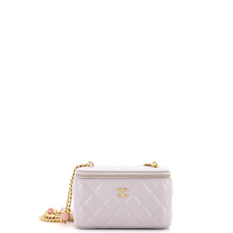 Chanel Classic Vanity Case with Resin Pearl Chain Quilted Lambskin Small