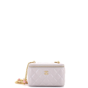 Chanel Classic Vanity Case with Resin Pearl Chain Quilted Lambskin Small