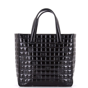 Chanel Chocolate Bar CC Tote Quilted Patent Small