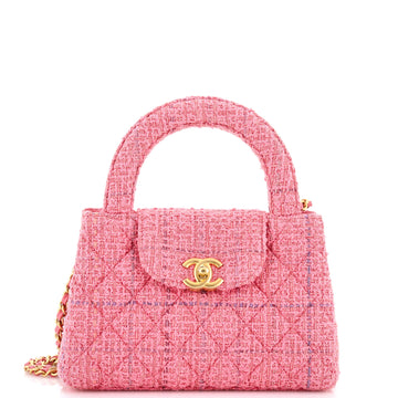 Chanel Kelly Top Handle Shopping Bag Quilted Tweed Mini