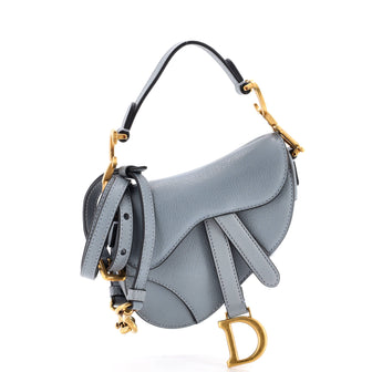Christian Dior Saddle Handbag with Strap Leather Micro