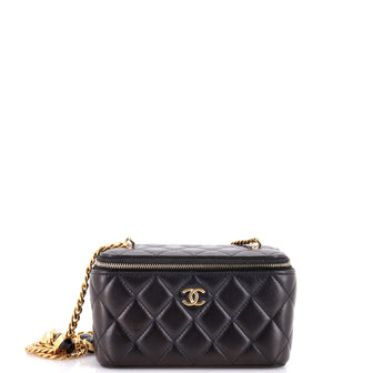 Chanel Classic Vanity Case with Resin Pearl Chain Quilted Lambskin Small