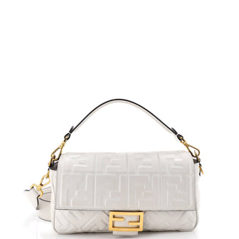 Fendi Baguette NM Bag Zucca Embossed Leather Medium