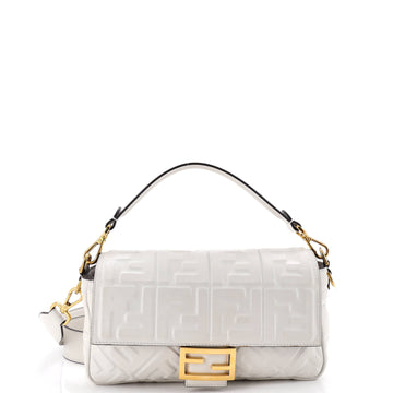 Fendi Baguette NM Bag Zucca Embossed Leather Medium