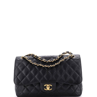 Chanel Classic Double Flap Bag Quilted Caviar Jumbo