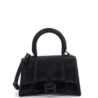 Balenciaga Hourglass Top Handle Bag Suede with Crystals XS