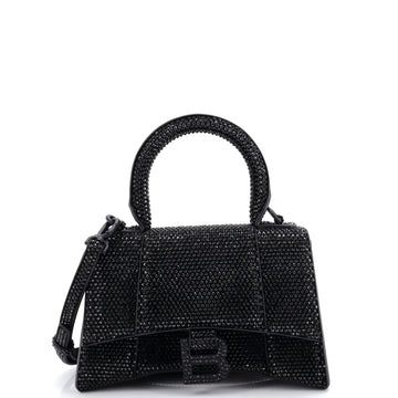 Balenciaga Hourglass Top Handle Bag Suede with Crystals XS