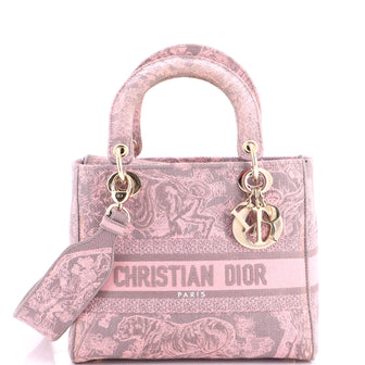 Christian Dior Lady D-Lite Bag Embroidered Canvas Medium