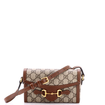 Gucci Horsebit 1955 Flap Crossbody Bag GG Coated Canvas Mini