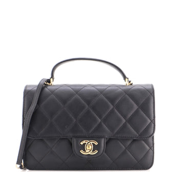 Chanel Coco Lady Top Handle Flap Bag Quilted Calfskin Medium