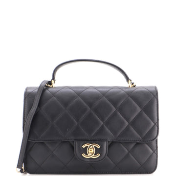 Chanel Coco Lady Top Handle Flap Bag Quilted Calfskin Medium