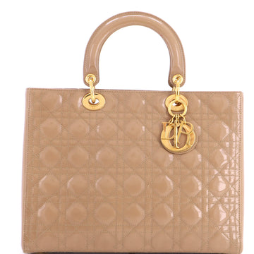 Christian Dior Vintage Lady Dior Bag Cannage Quilt Patent Large