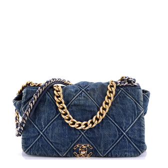 Chanel 19 Flap Bag Quilted Denim Maxi