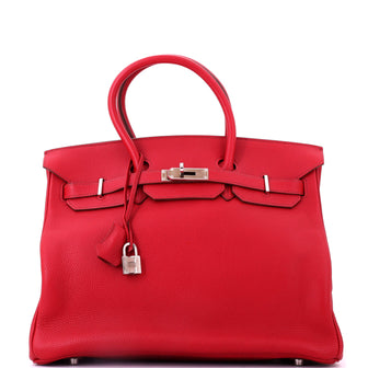 Hermes Birkin Handbag Red Vache Trekking with Palladium Hardware 35