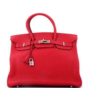 Hermes Birkin Handbag Red Vache Trekking with Palladium Hardware 35