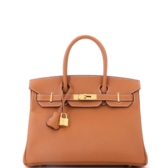 Hermes Birkin Handbag Brown Epsom with Gold Hardware 30