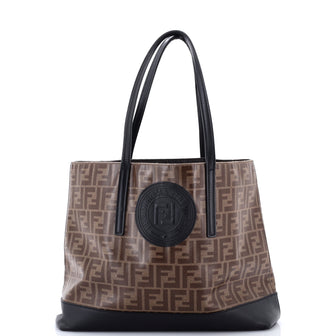Fendi FF Logo Stamp Shopping Tote Zucca Coated Canvas Medium