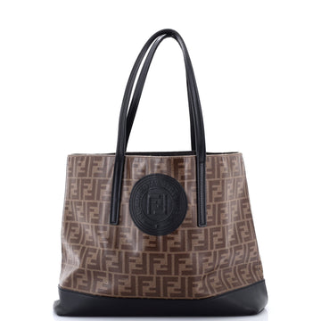 Fendi FF Logo Stamp Shopping Tote Zucca Coated Canvas Medium