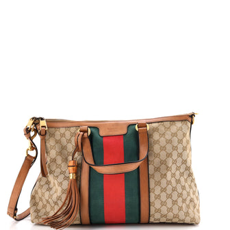 Gucci Rania Convertible Top Handle Bag Web GG Canvas Medium