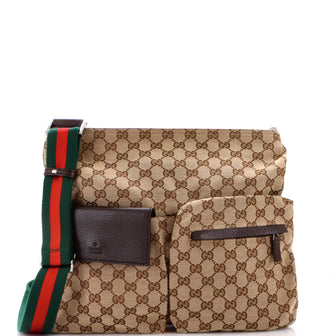 Gucci Double Pocket Web Messenger GG Canvas Medium
