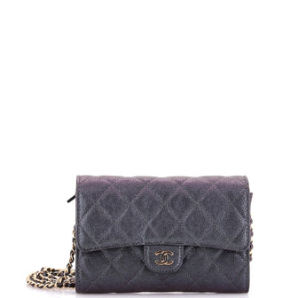 Chanel Classic Flap Wallet Crossbody Bag Quilted Caviar Mini
