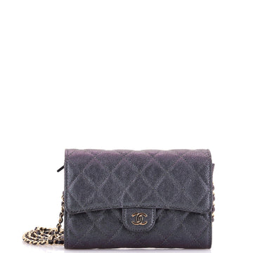 Chanel Classic Flap Wallet Crossbody Bag Quilted Caviar Mini