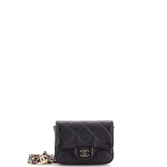 Chanel Classic Flap Chain Belt Bag Quilted Caviar Mini
