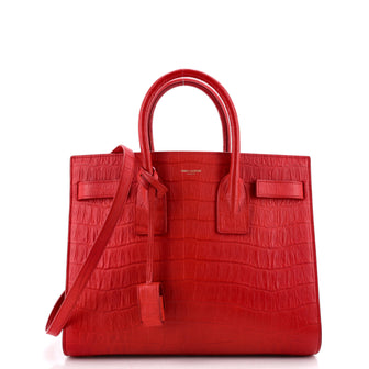 Saint Laurent Sac de Jour NM Bag Crocodile Embossed Leather Small